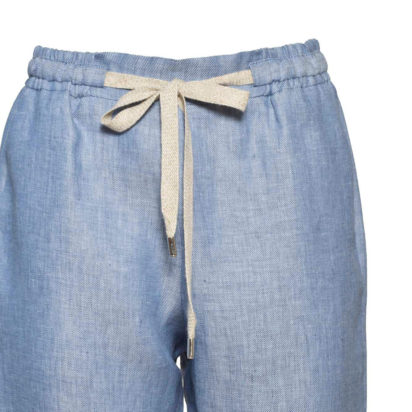 Pantalone Joke dritto in lino azzurro Barba 