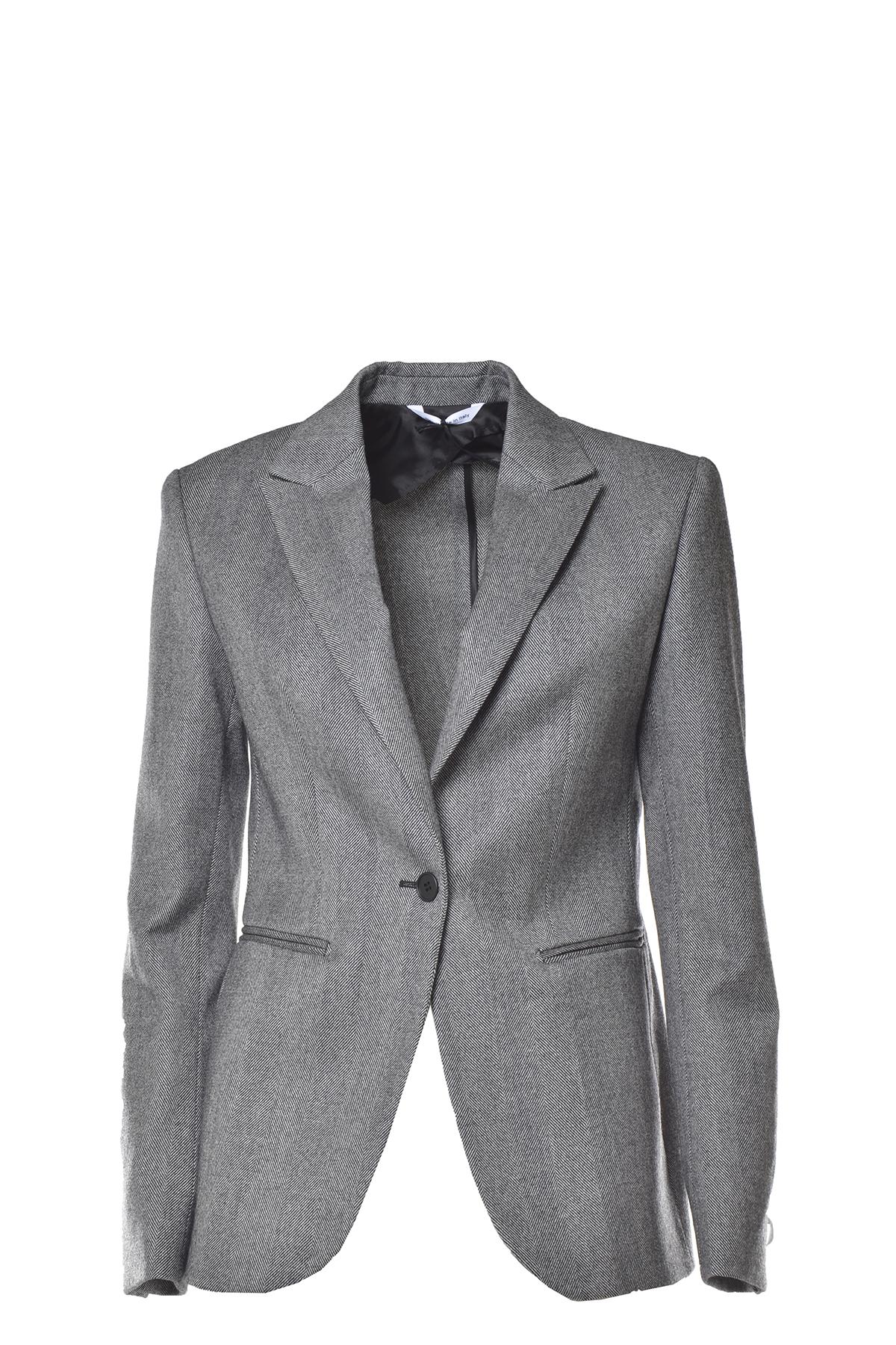 Blazer monopetto in lana vergine spinato grigio Tonello 