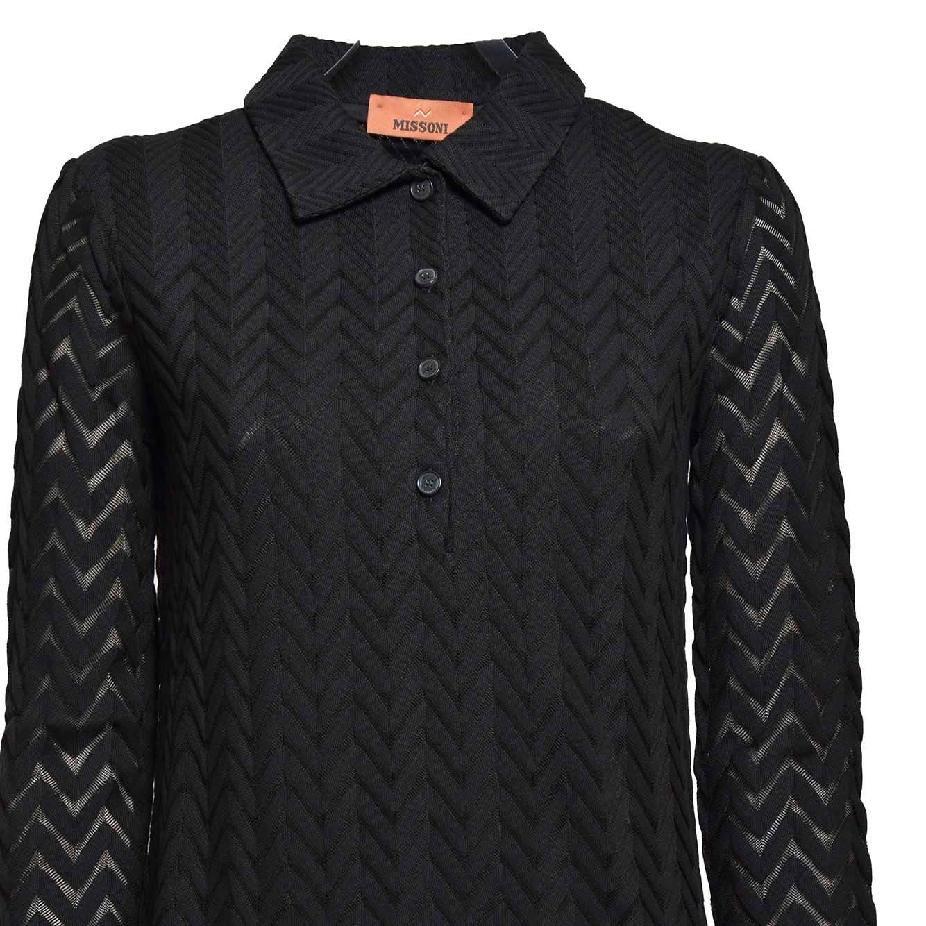 Mini-abito polo in cotone e viscosa nero chevron Missoni 
