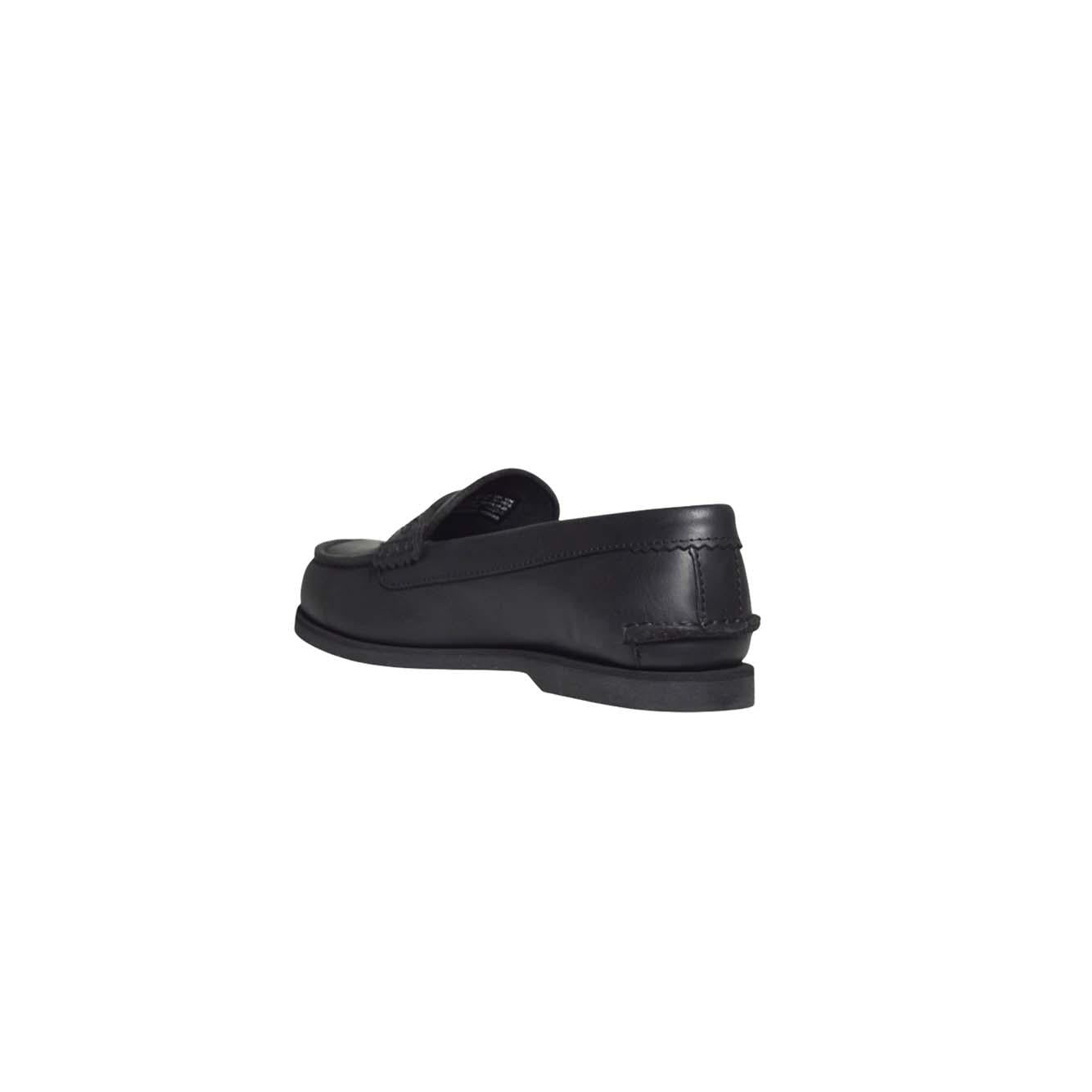 classic boat loafer shoe black full grain 
