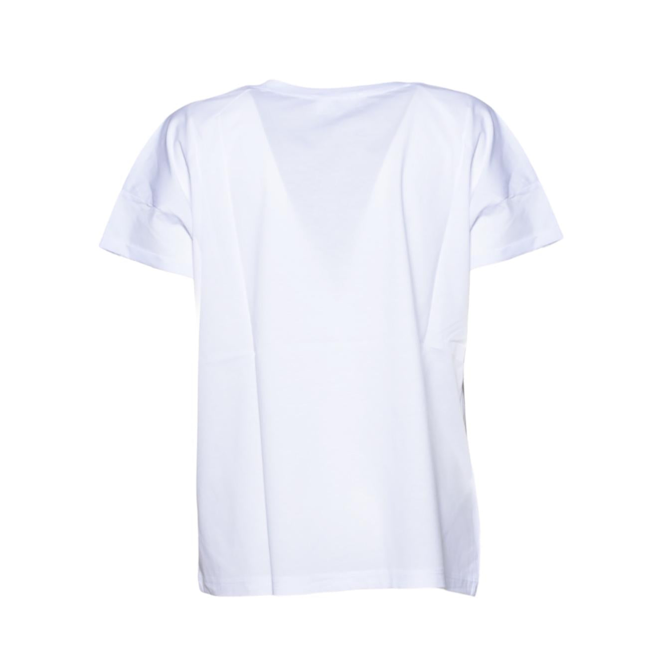 T-shirt scollo a V in cotone bianco Solotre 