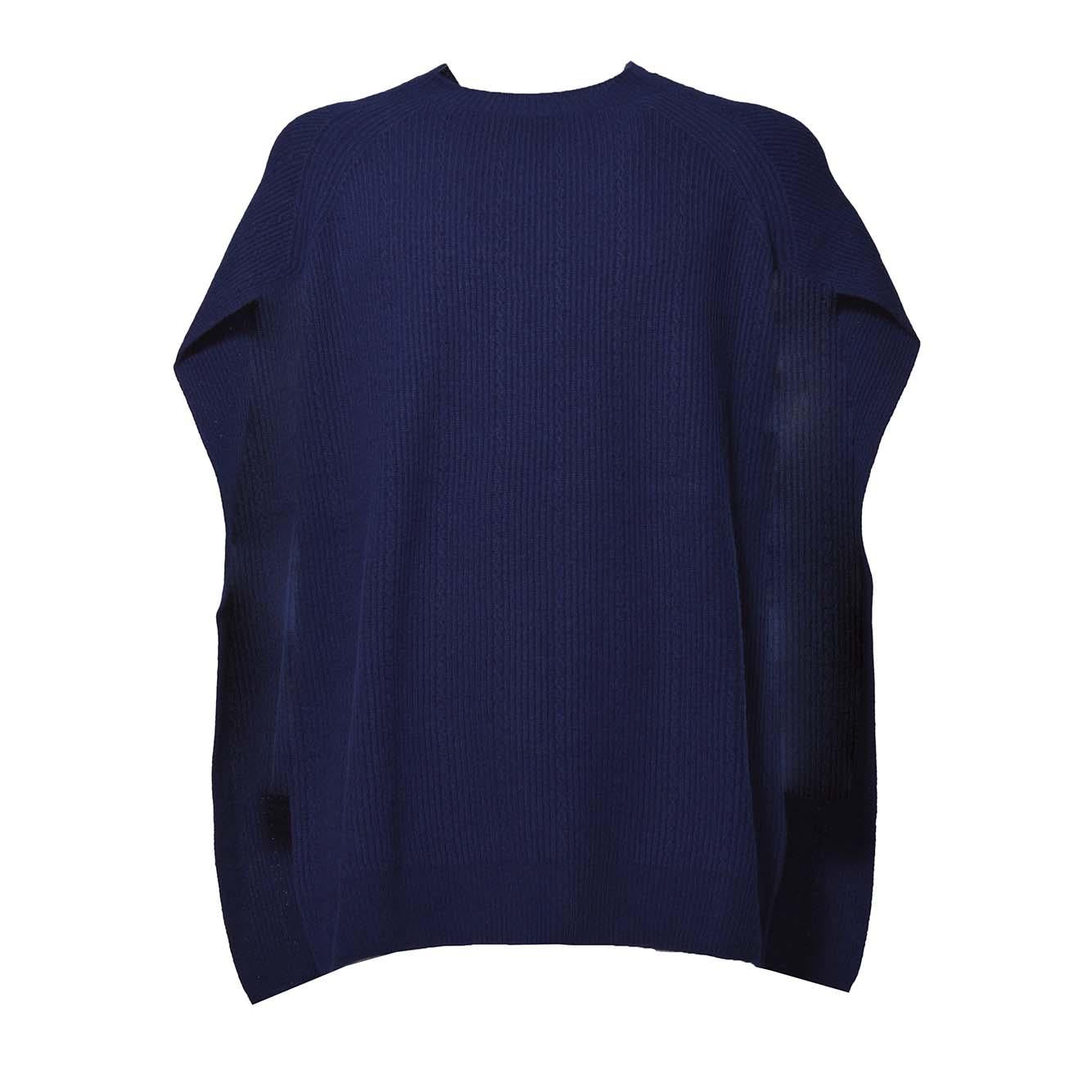 Top a mantella in lana e cashmere blu Etro 