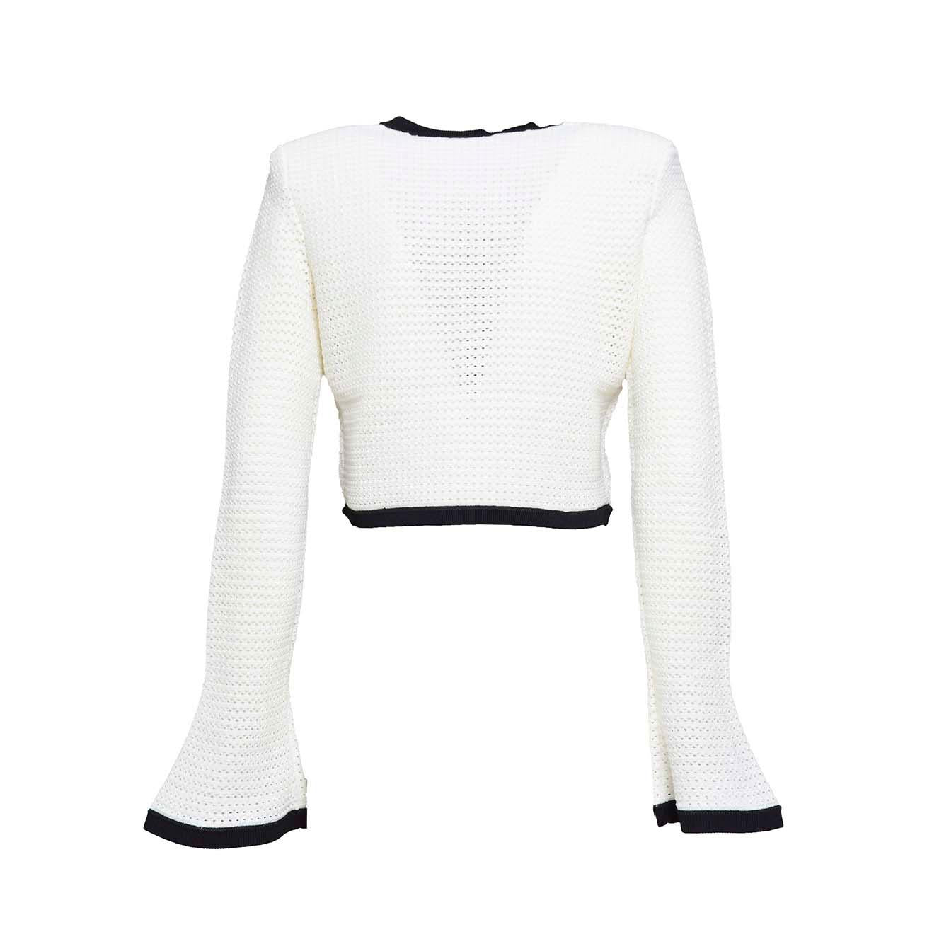 Cardigan in maglia crochet bianco Self-Portrait 