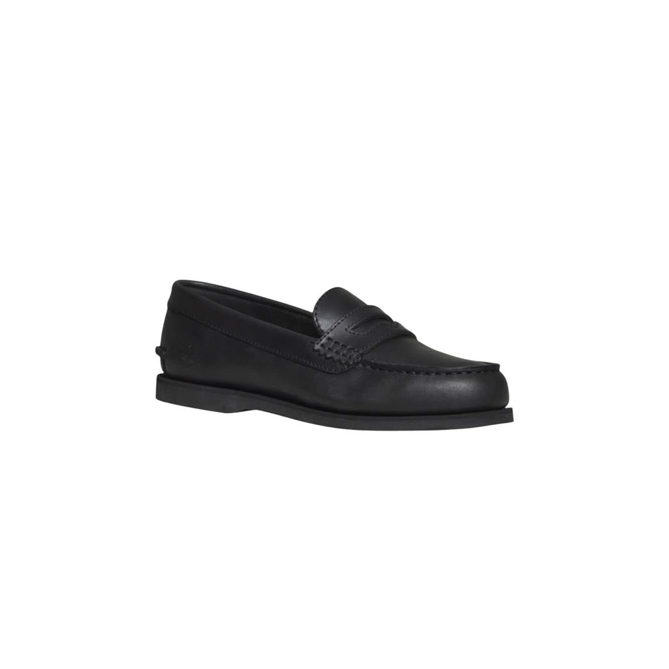 classic boat loafer shoe black full grain 