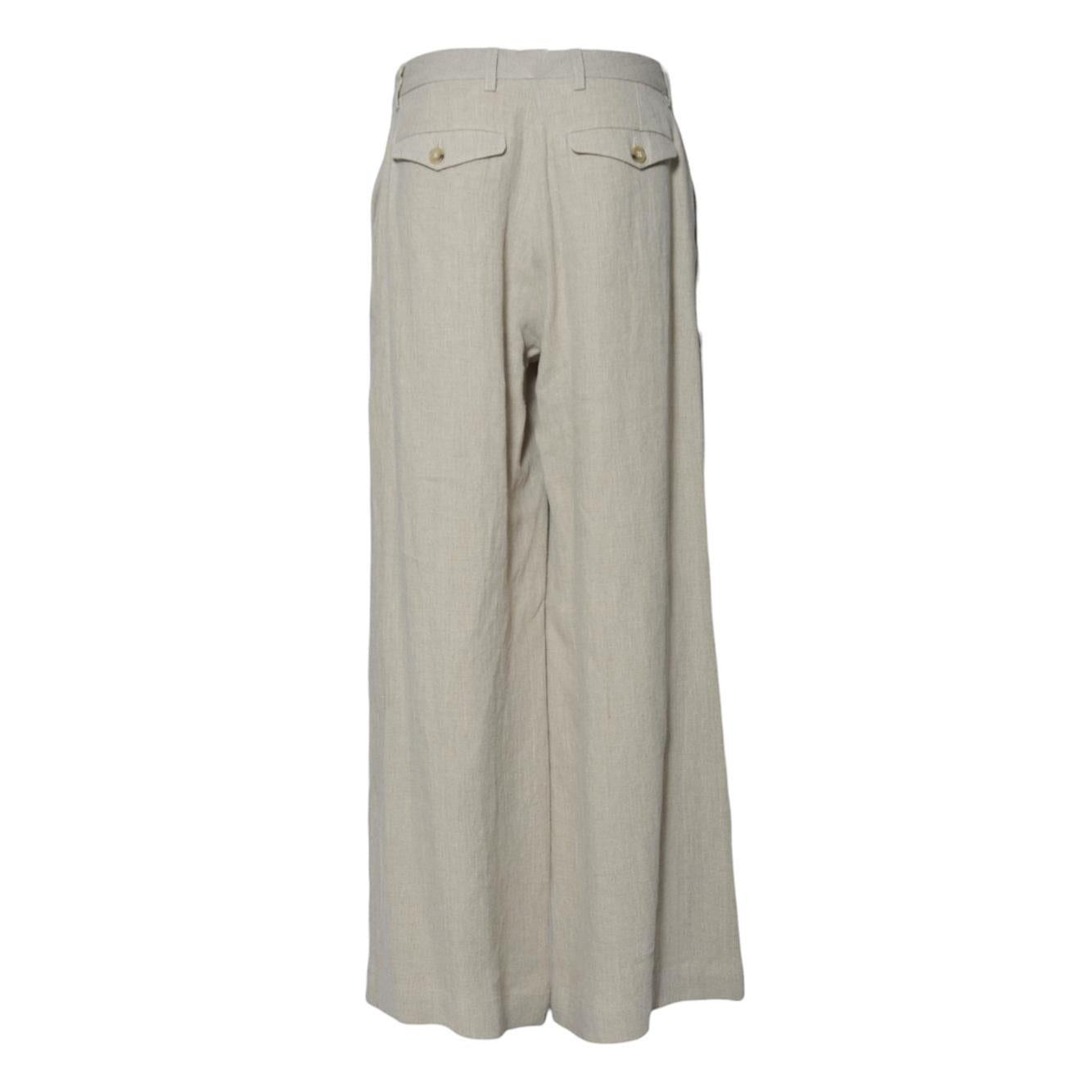 Pantalone wide leg in lino sabbia Solotre 