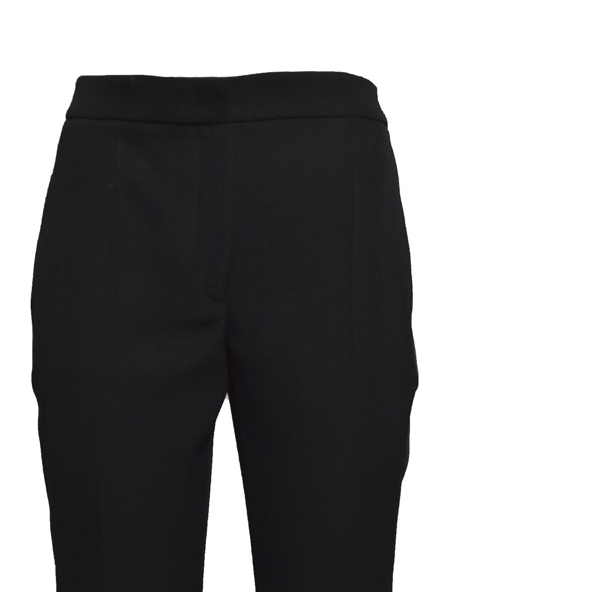 Pantalone sartoriale in lana vergine nero con banda satinata Moschino 