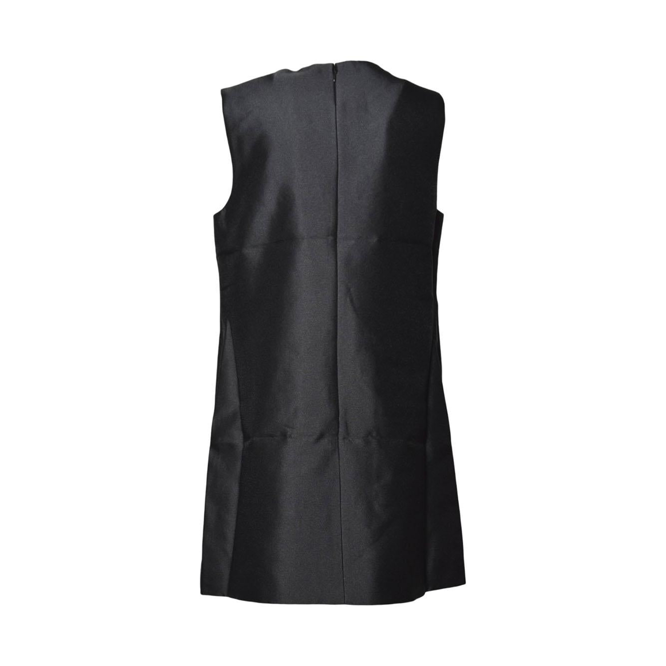 black taffeta embellished trim mini dress 