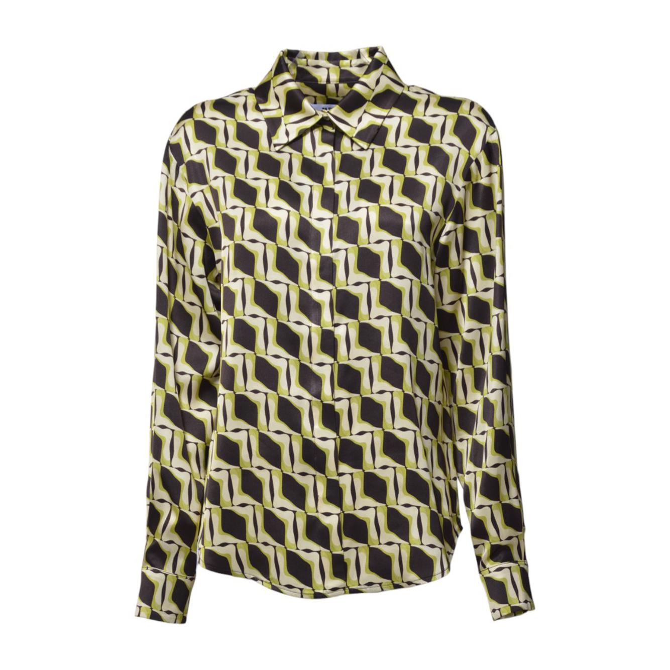 Camicia in raso viscosa stampata multicolore MSGM 