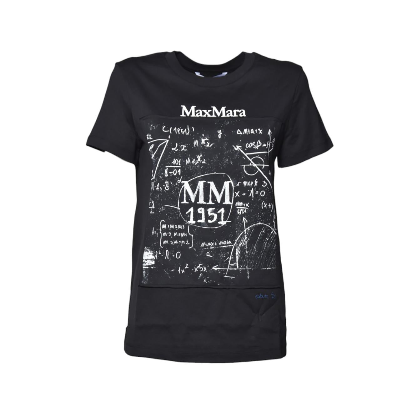 T-shirt Colibri in cotone stampato nero Max Mara 