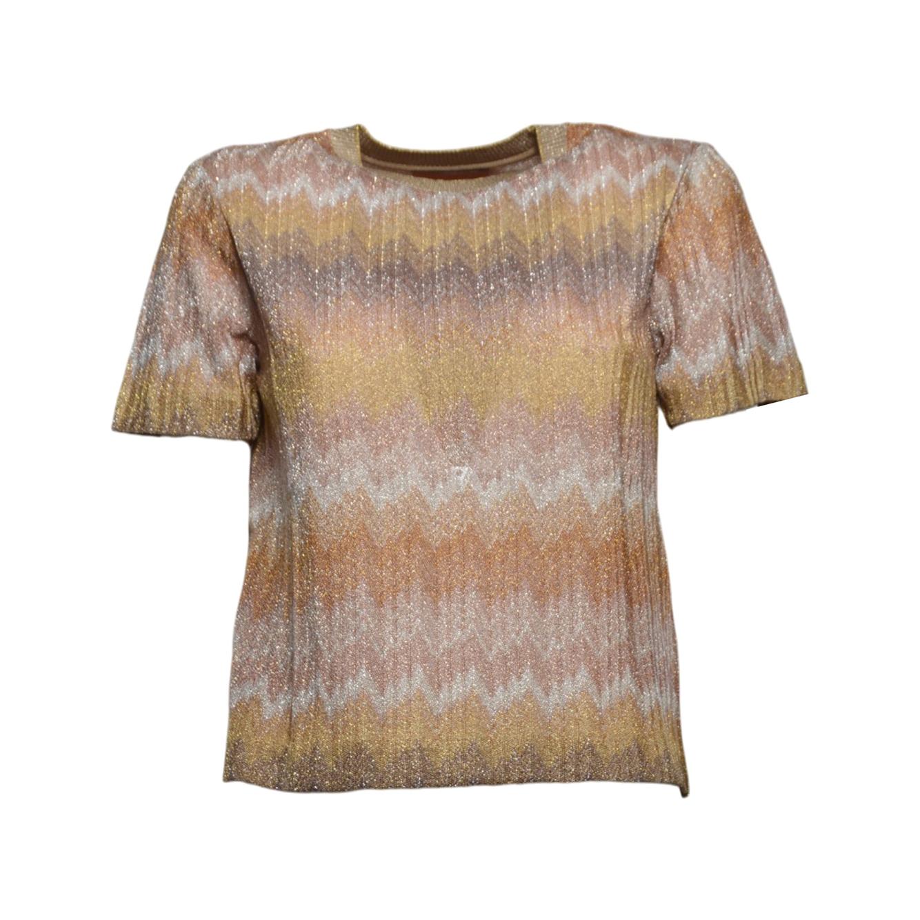 short sleeve t-shirt gold tones 