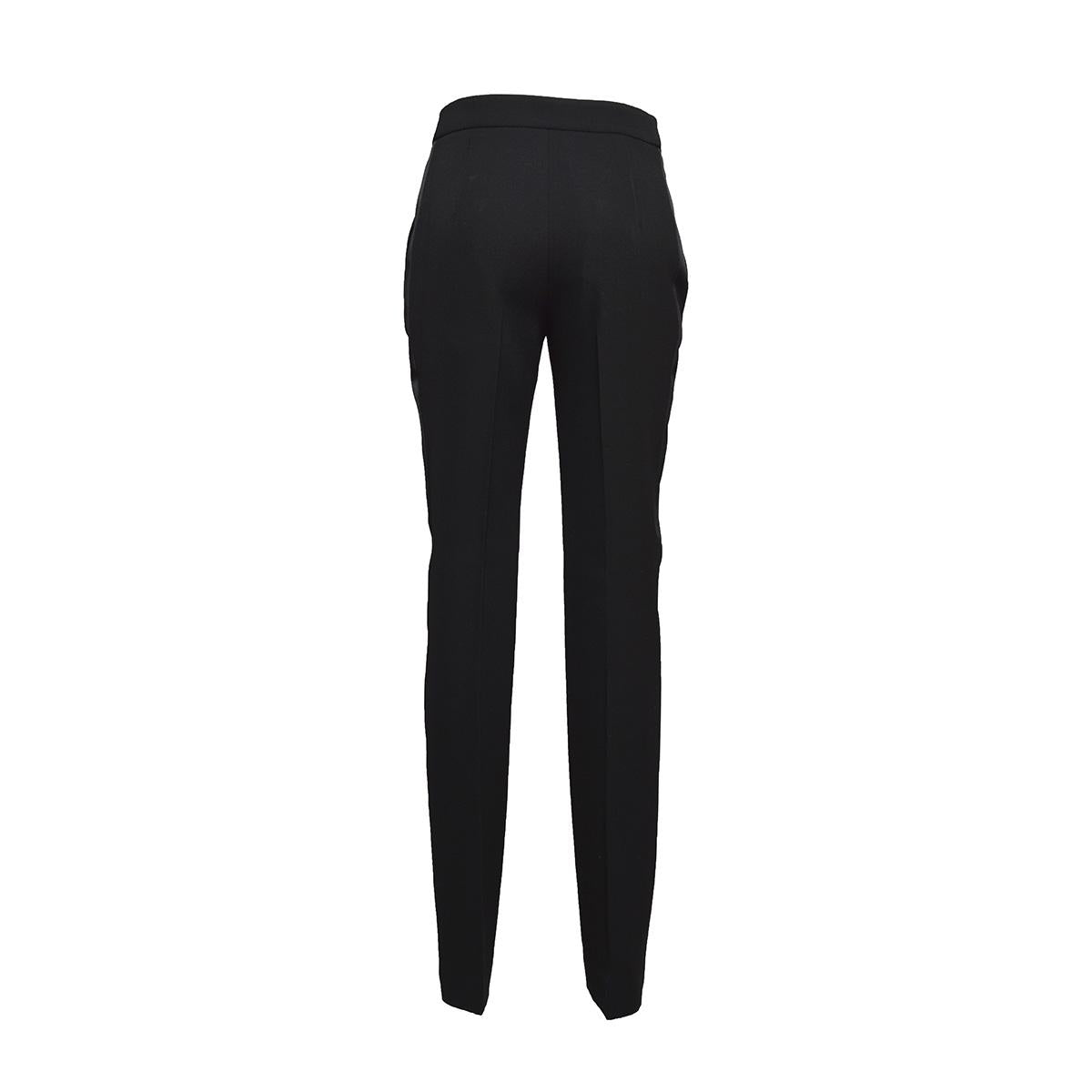Pantalone sartoriale in lana vergine nero con banda satinata Moschino 