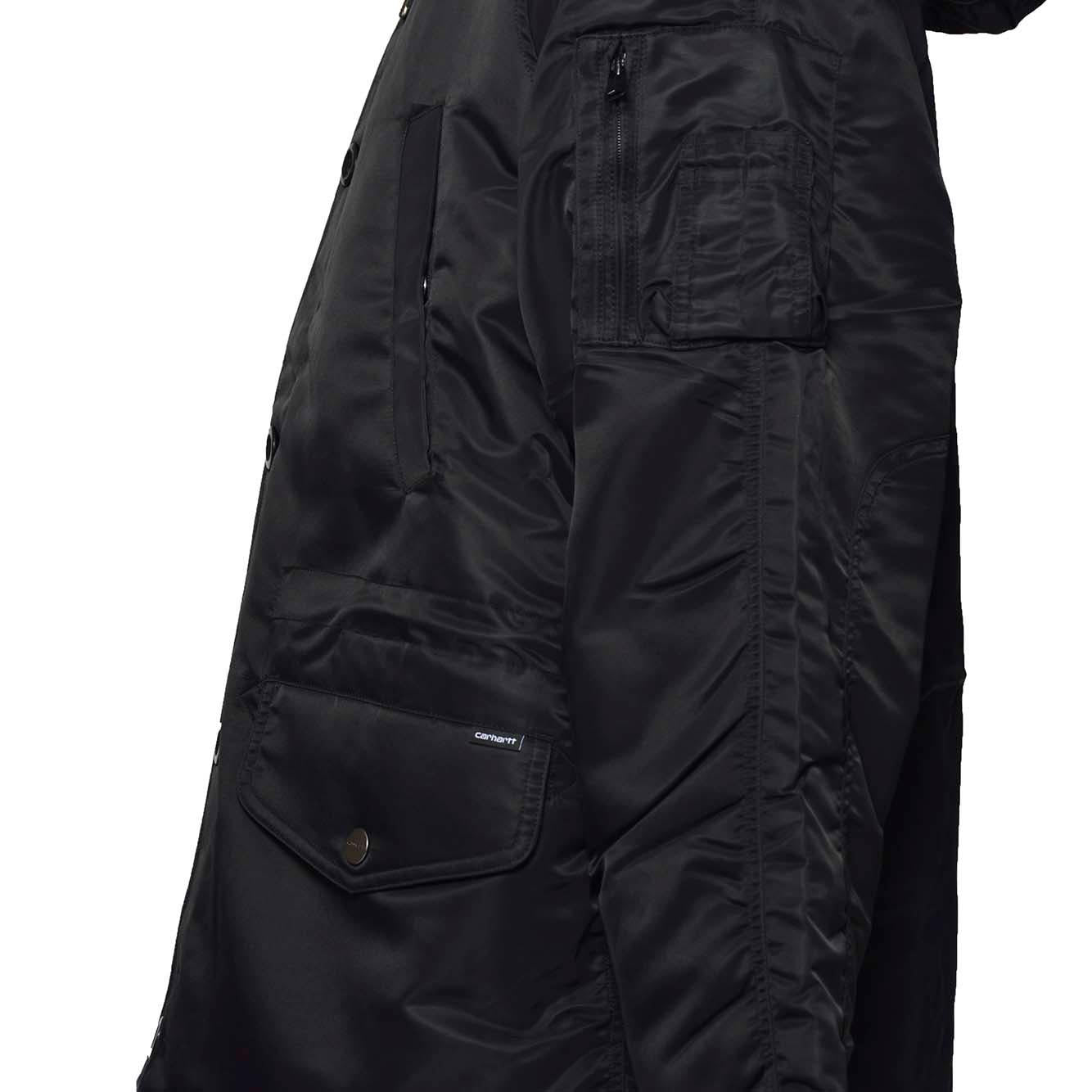 Parka Olten over in nylon nero con cappuccio Carhartt Wip 