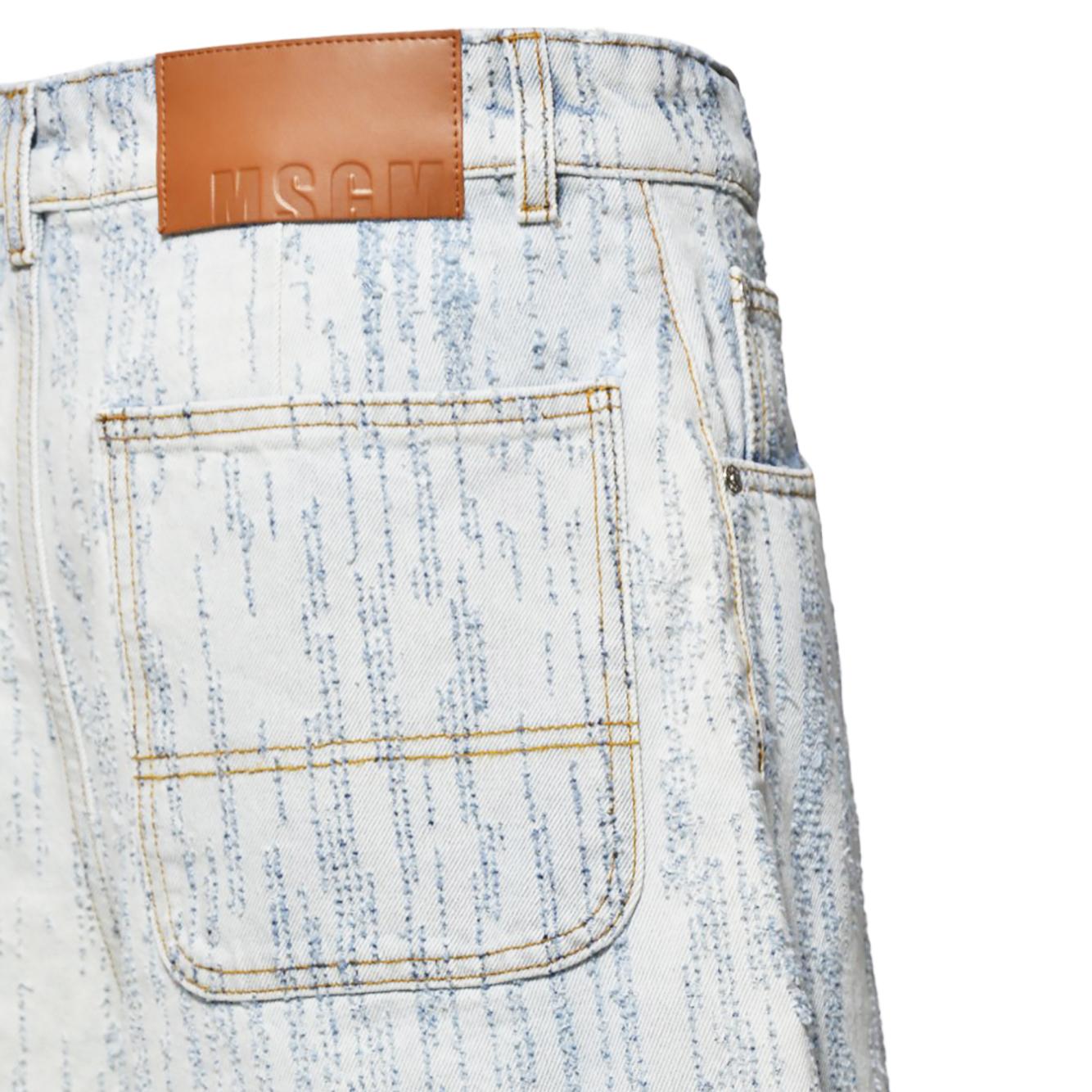 Bermuda in denim azzurro con motivo rilievo MSGM 