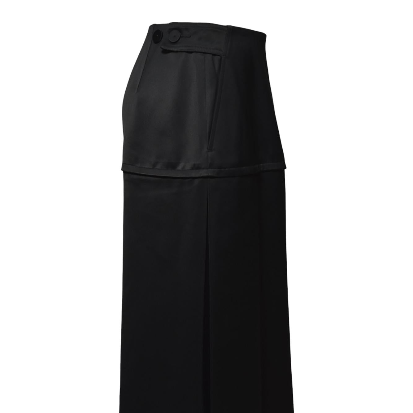 Gonna lunga in satin di viscosa nera Jil Sander 