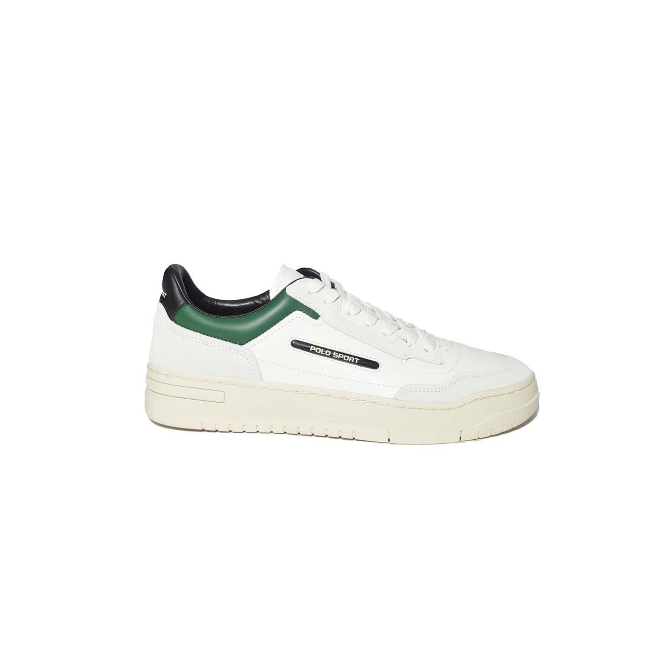 Sneakers PS300 in pelle bianca e verde Ralph Lauren 