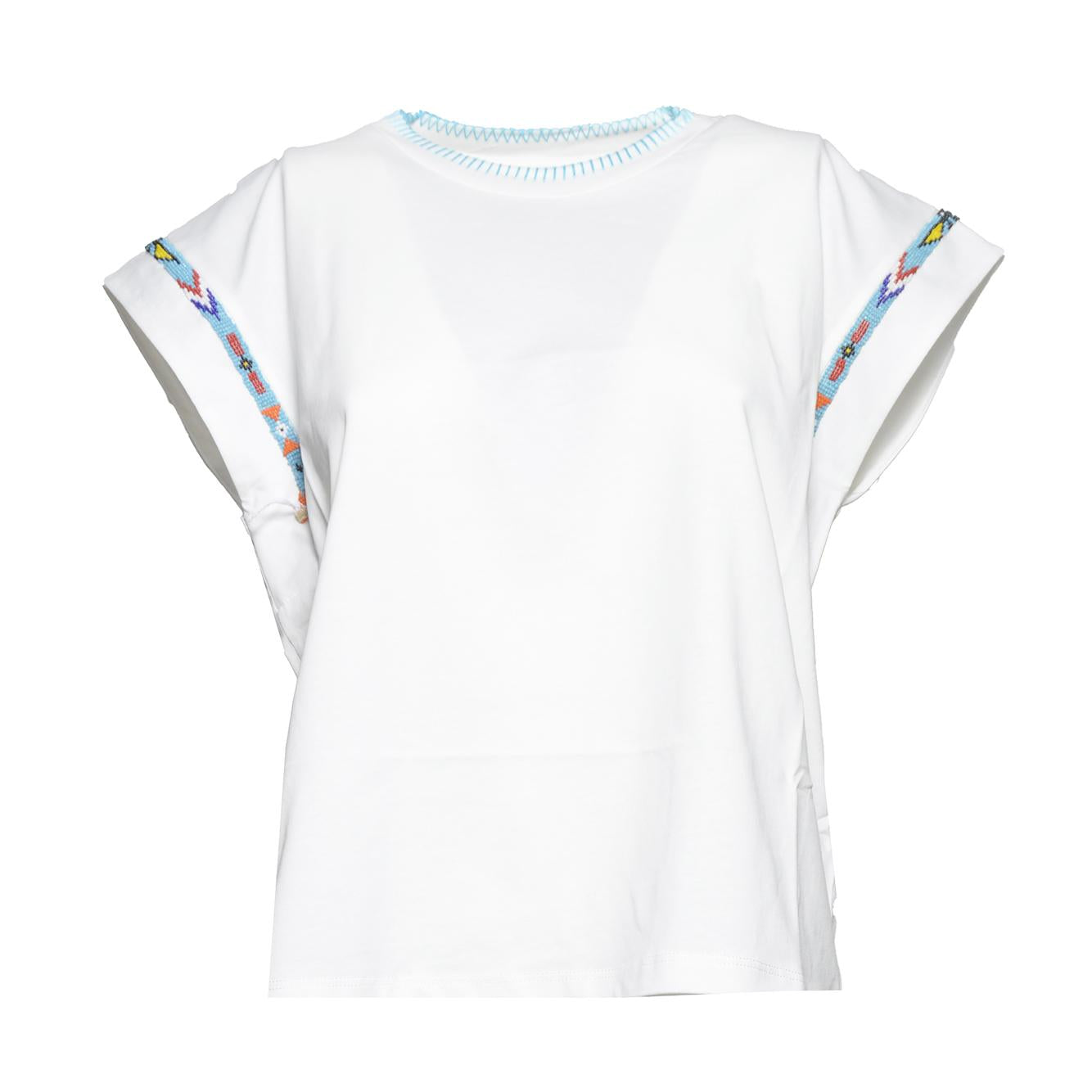 t-shirt boxy con passamaneria perline 