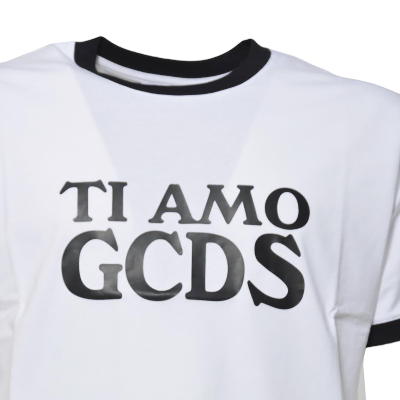 T-shirt Ti Amo in cotone bianco profili GCDS 
