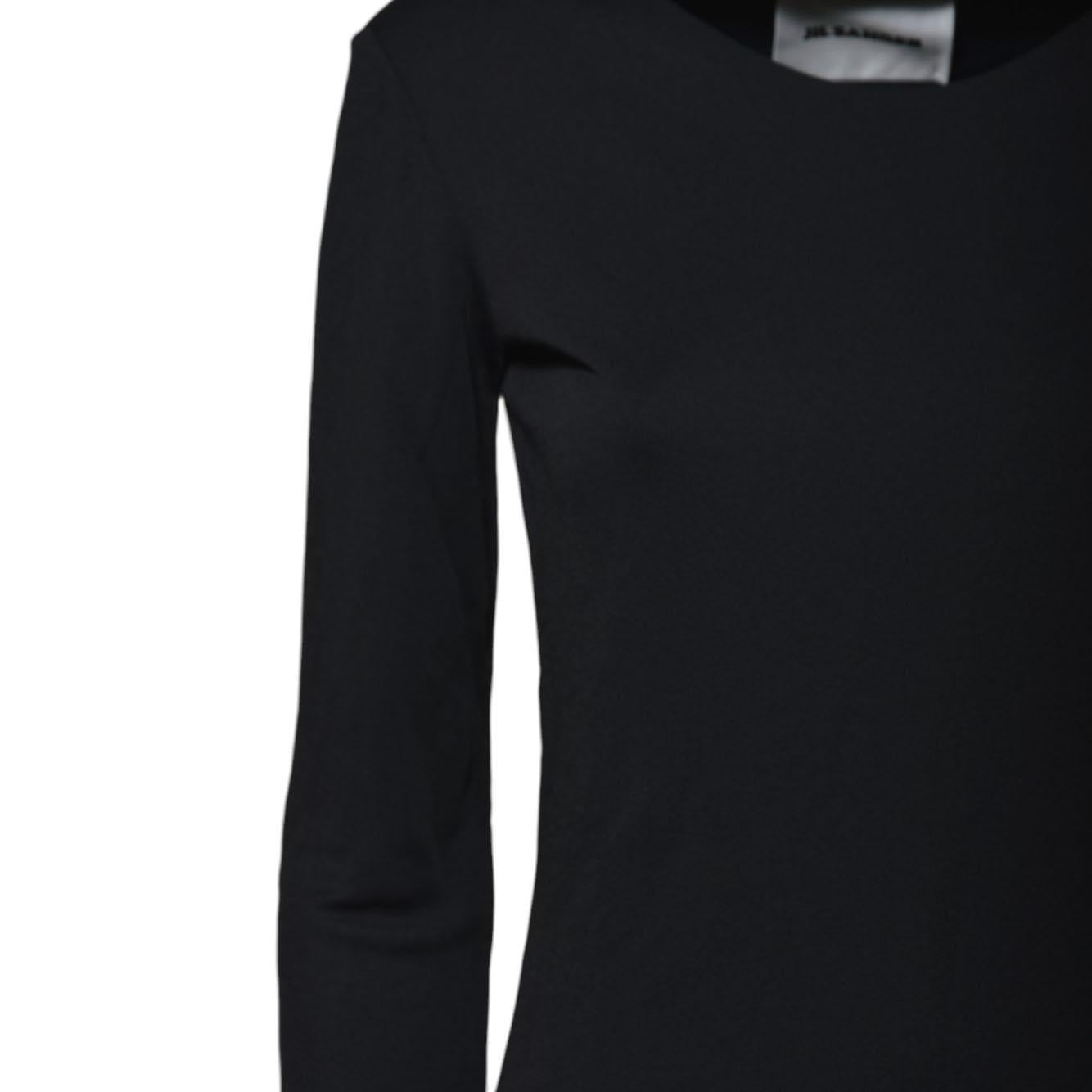 T-shirt maniche lunghe in viscosa fluida nera Jil Sander 