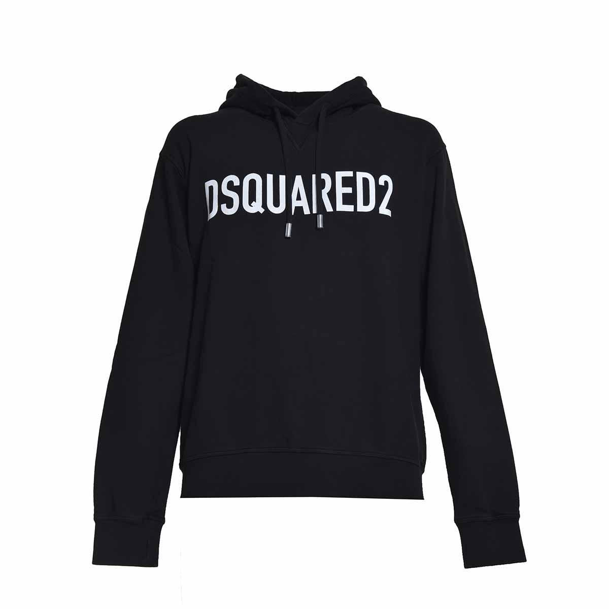 Felpa Cool Sweat nera con cappuccio e logo Dsquared2 