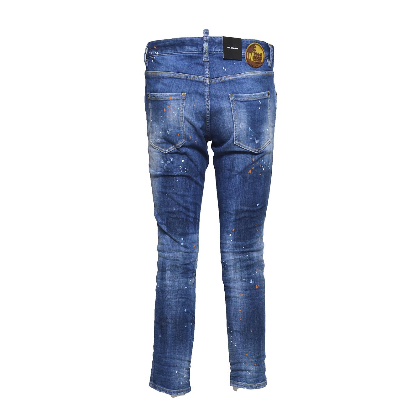 Jeans Cool Girl Jean in denim blu effetto vernice Dsquared2 