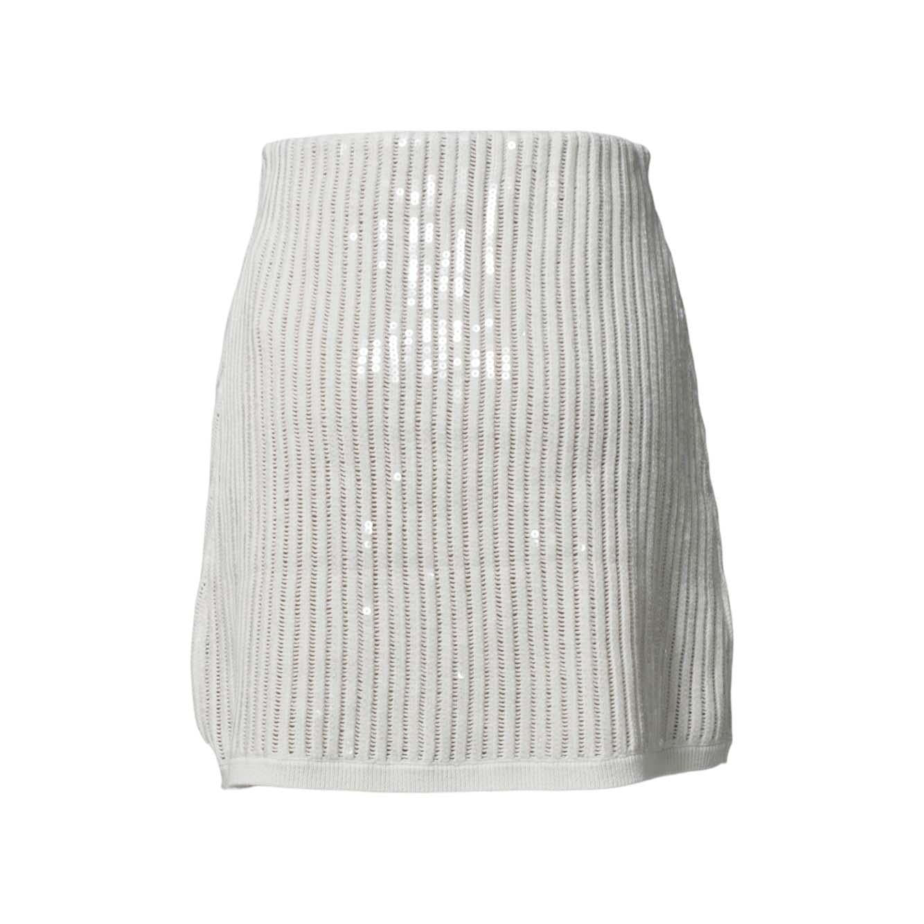 white sequin crochet mini skirt 