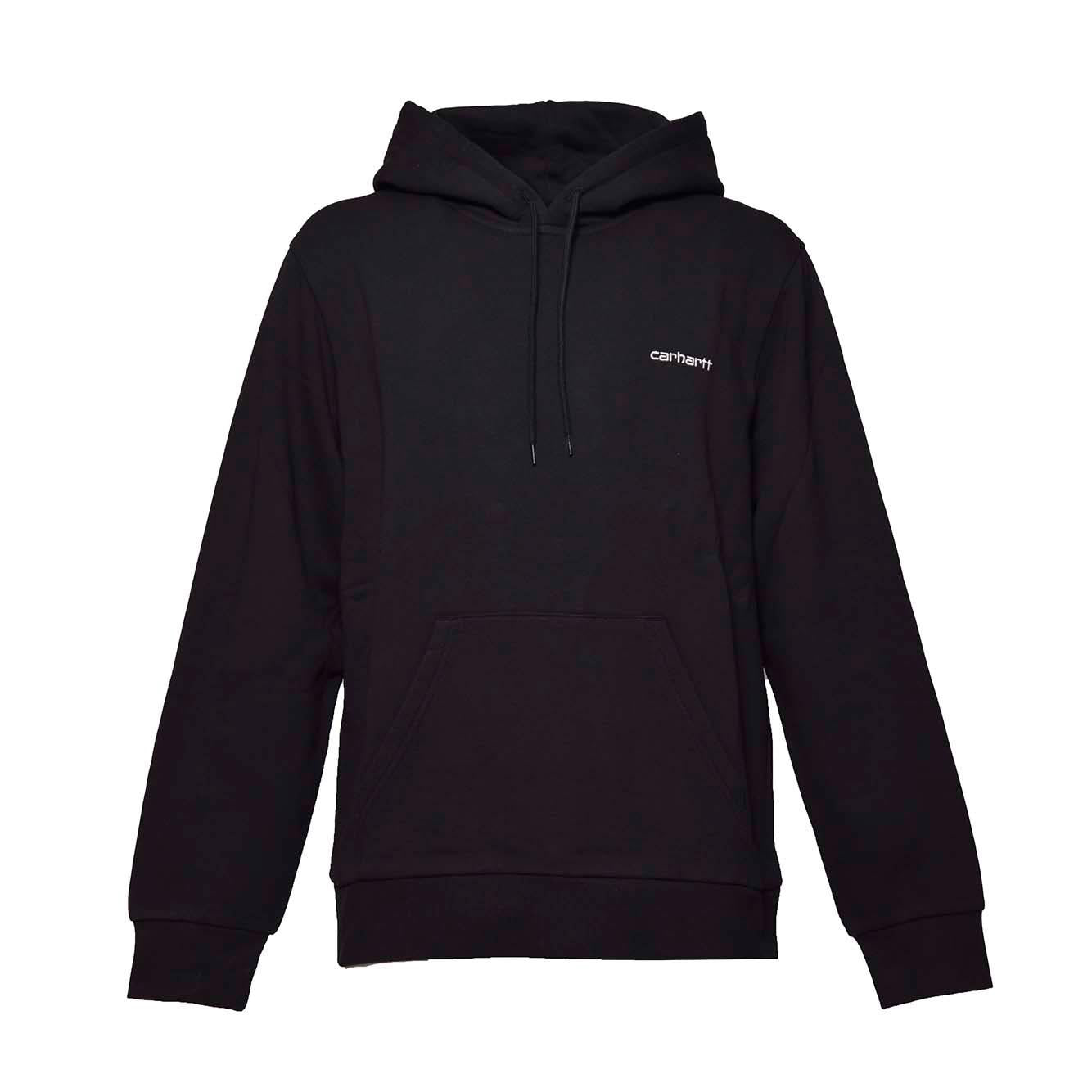 Felpa Script Embroidery con cappuccio in cotone nero Carhartt Wip 
