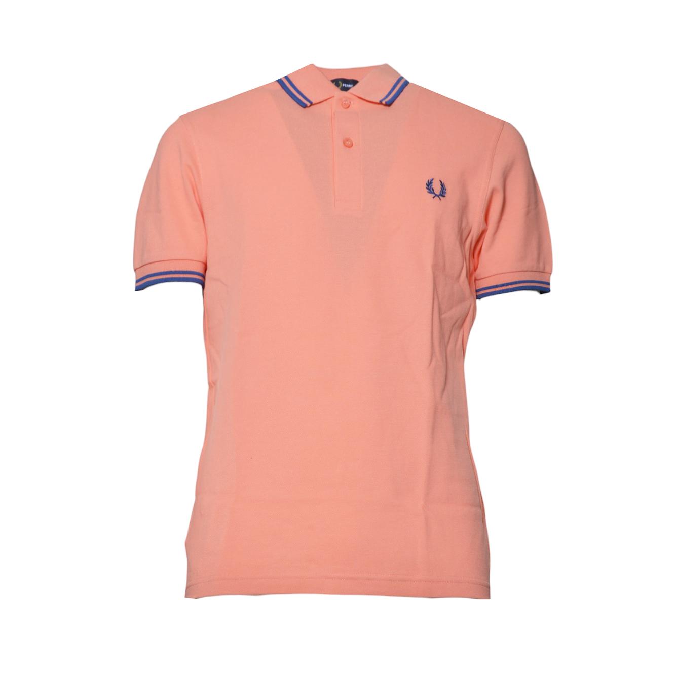 Polo in maglia di cotone corallo con righe Fred Perry x Comme des Garçons Shirt 