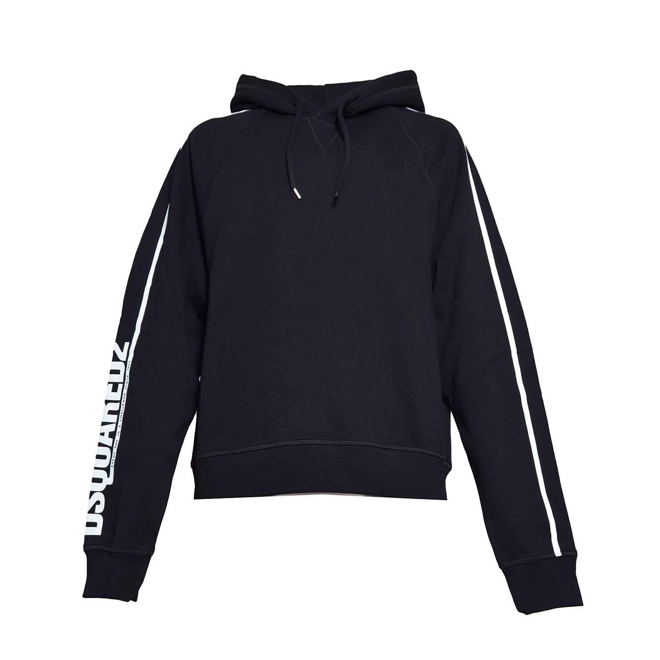 Felpa Cipro Raglan con cappuccio in cotone nero Dsquared2 