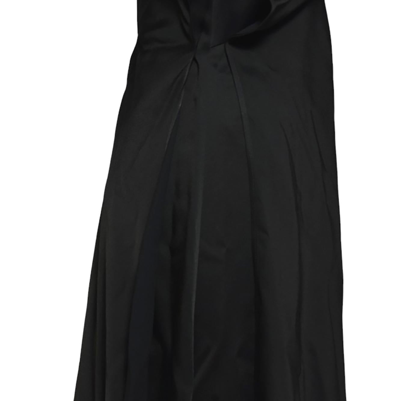 Vestito lungo scollo a V in raso nero Jil Sander 