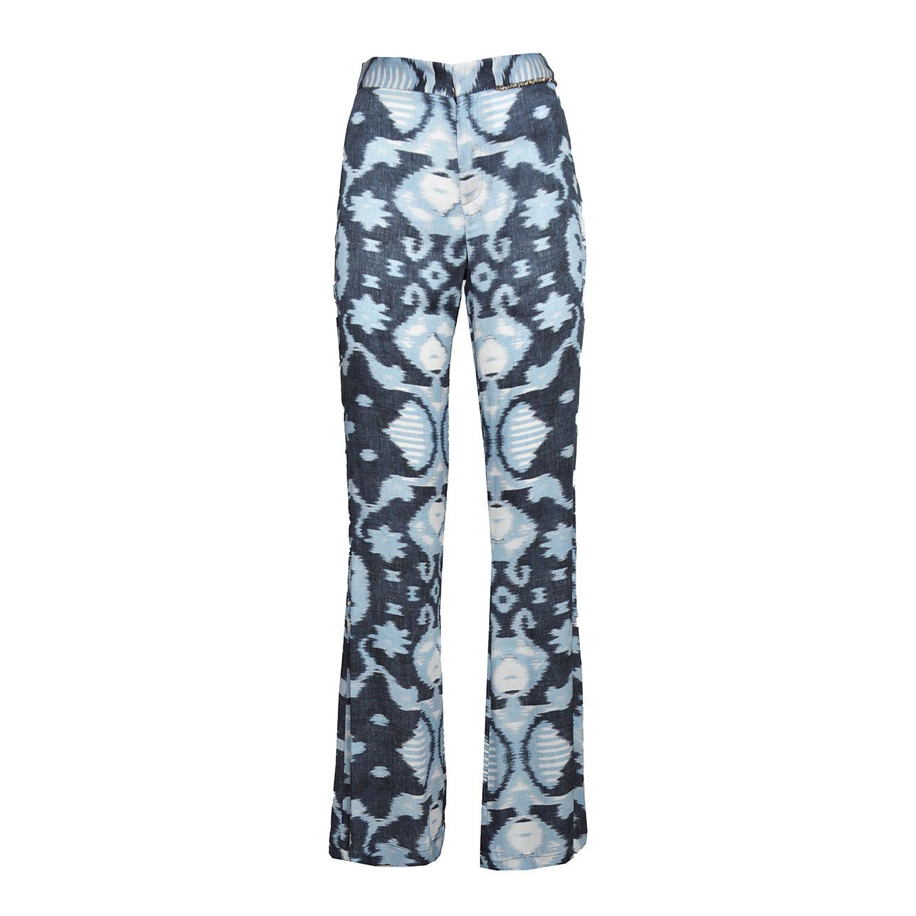 Pantalone flare in viscosa stampata blu Bazar Deluxe 