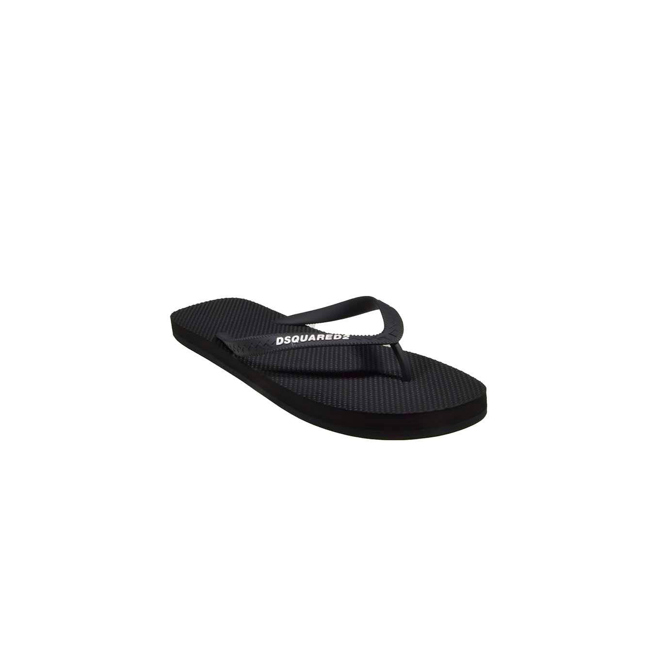 Infradito Logo in gomma nera Dsquared2 