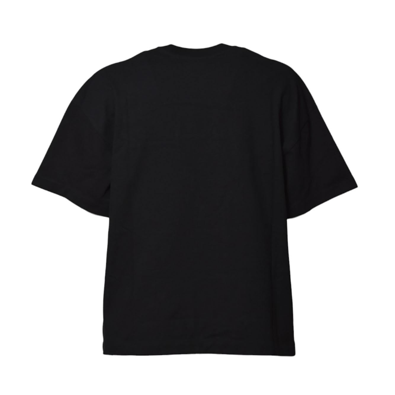 T-shirt in cotone nero con logo tono su tono Jil Sander 