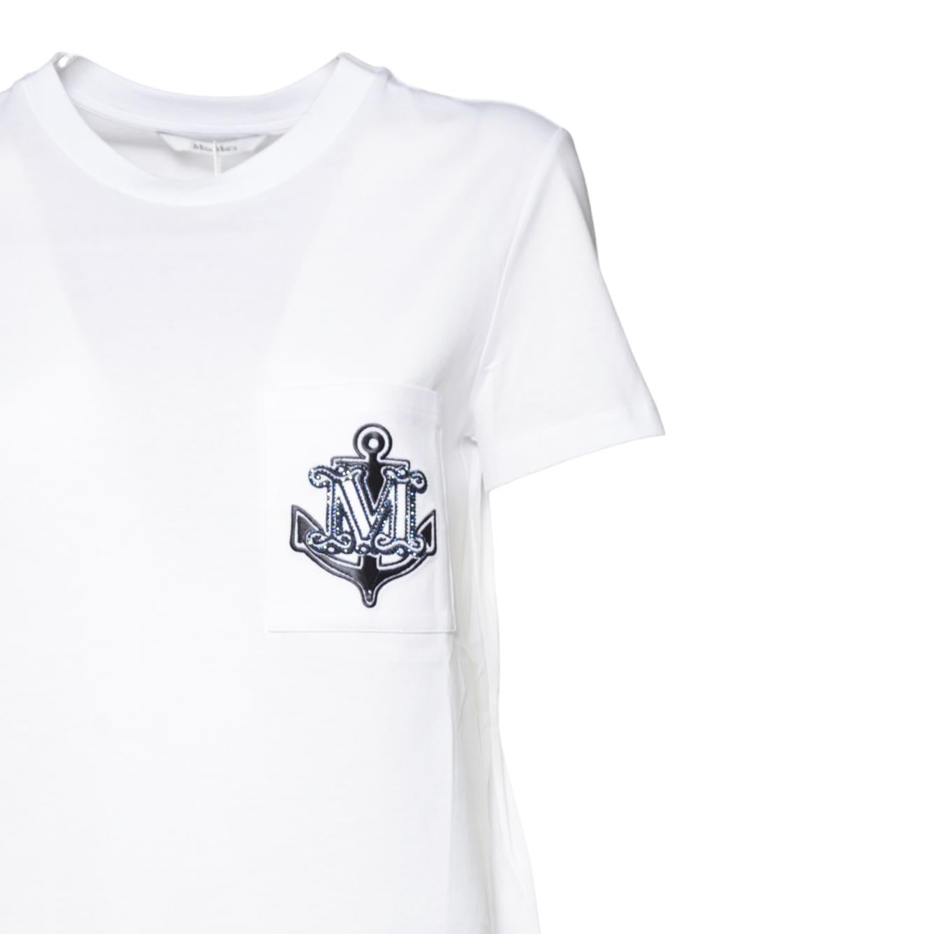 T-shirt Acacia in cotone bianco con ricamo sul taschino Max Mara 