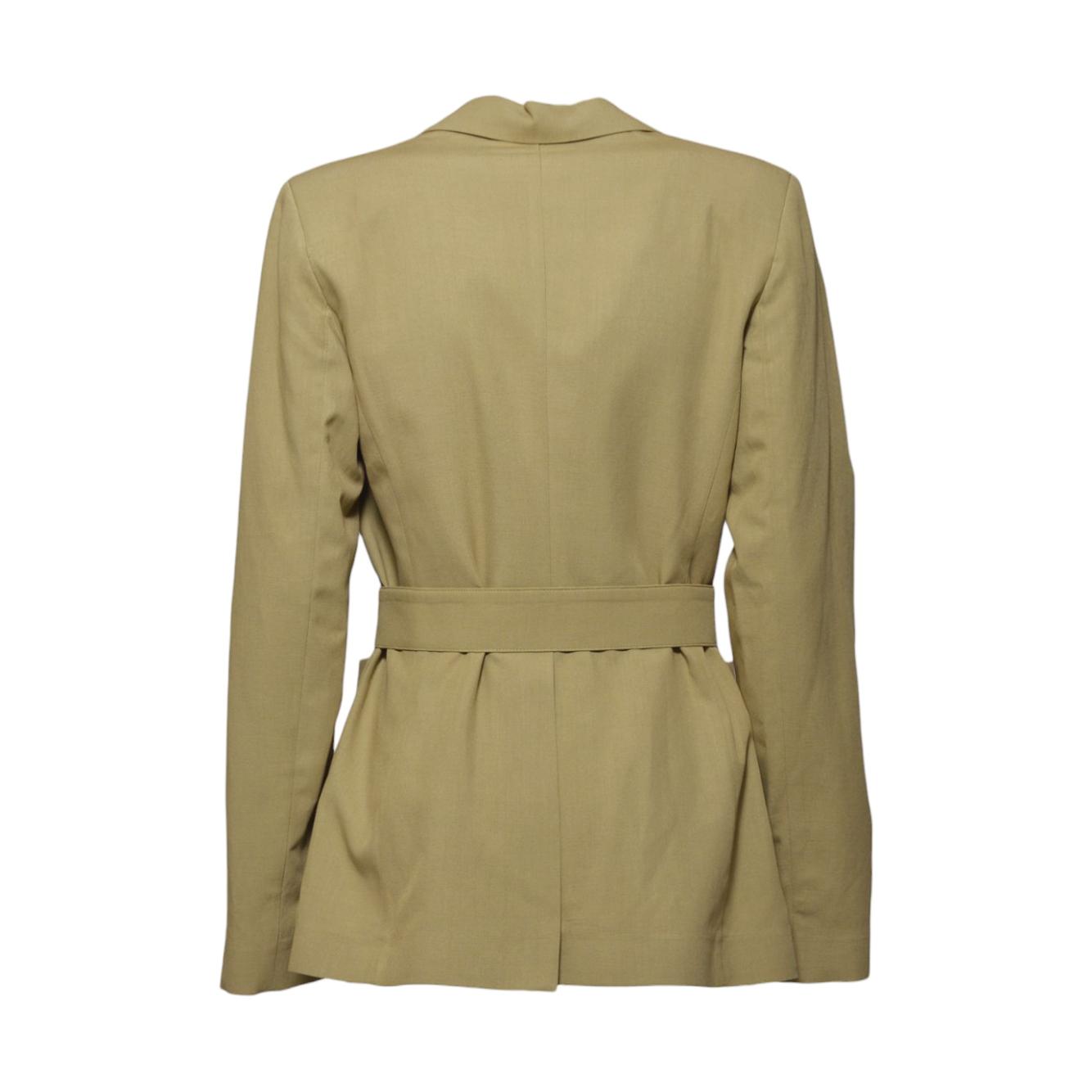 Blazer Amal monopetto in viscosa e lino senape Room52 