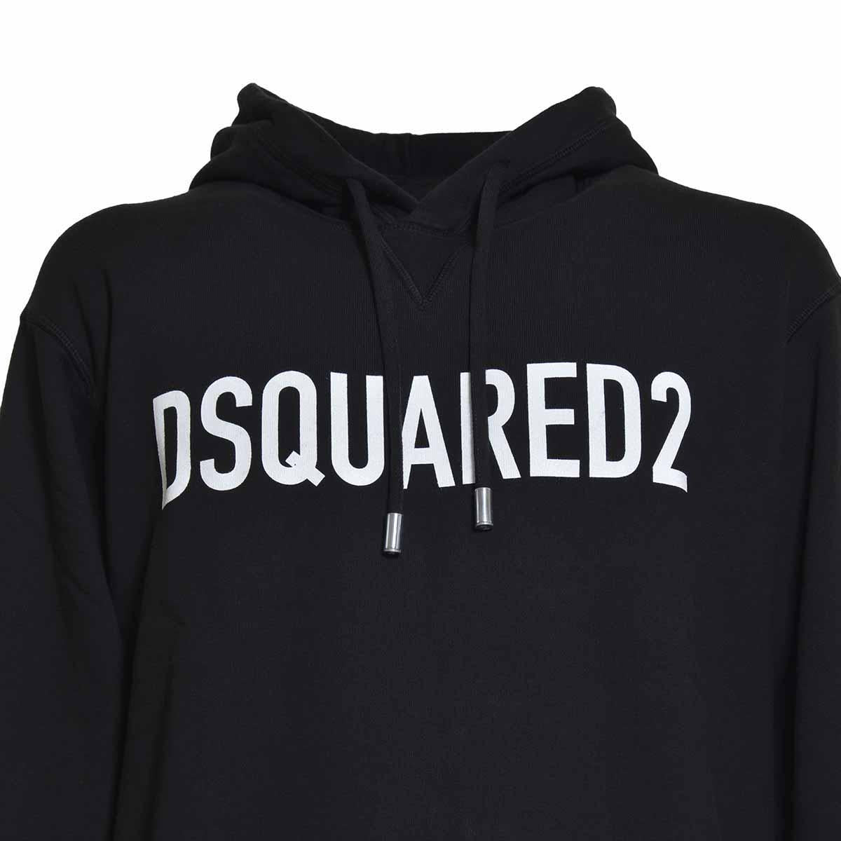 Felpa Cool Sweat nera con cappuccio e logo Dsquared2 
