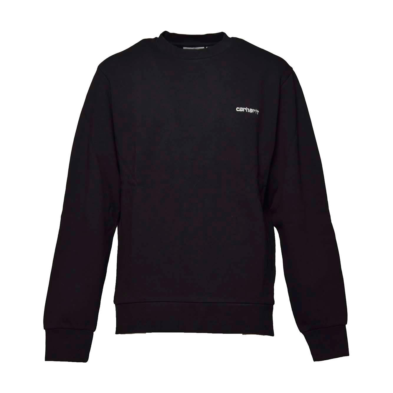 Felpa Script Embroidery girocollo in cotone nero Carhartt Wip 