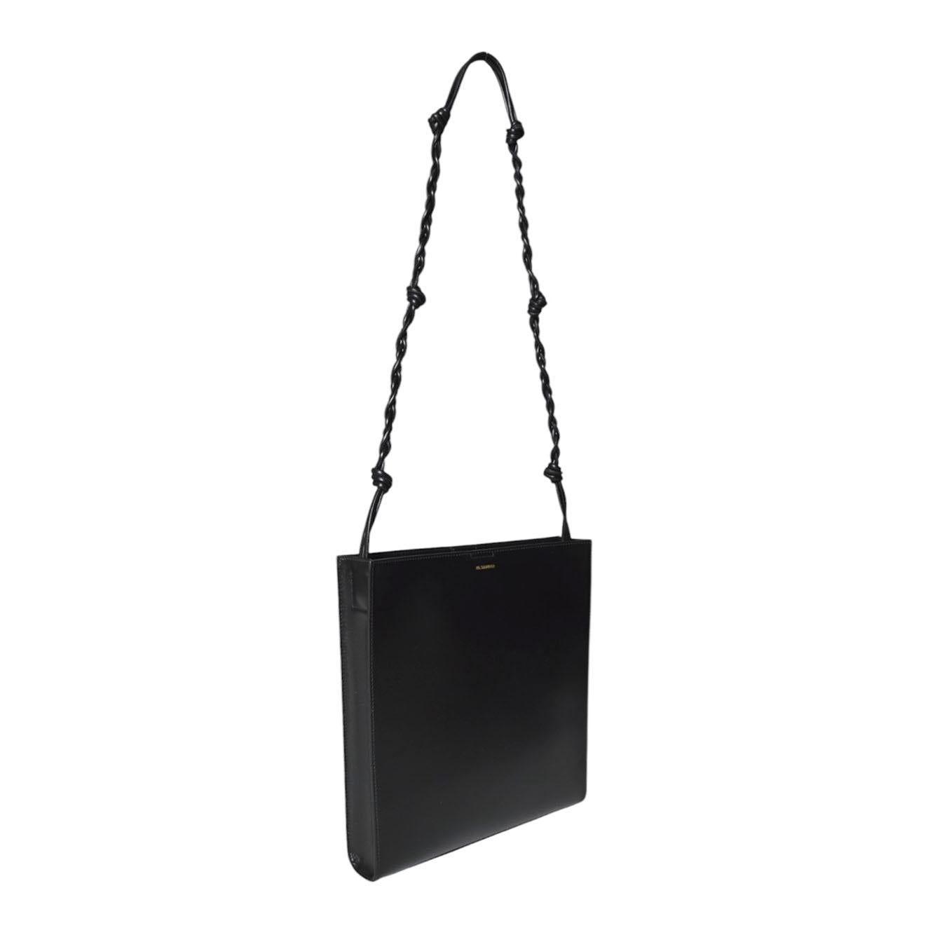 Borsa a spalla Tangle media in pelle nera Jil Sander 