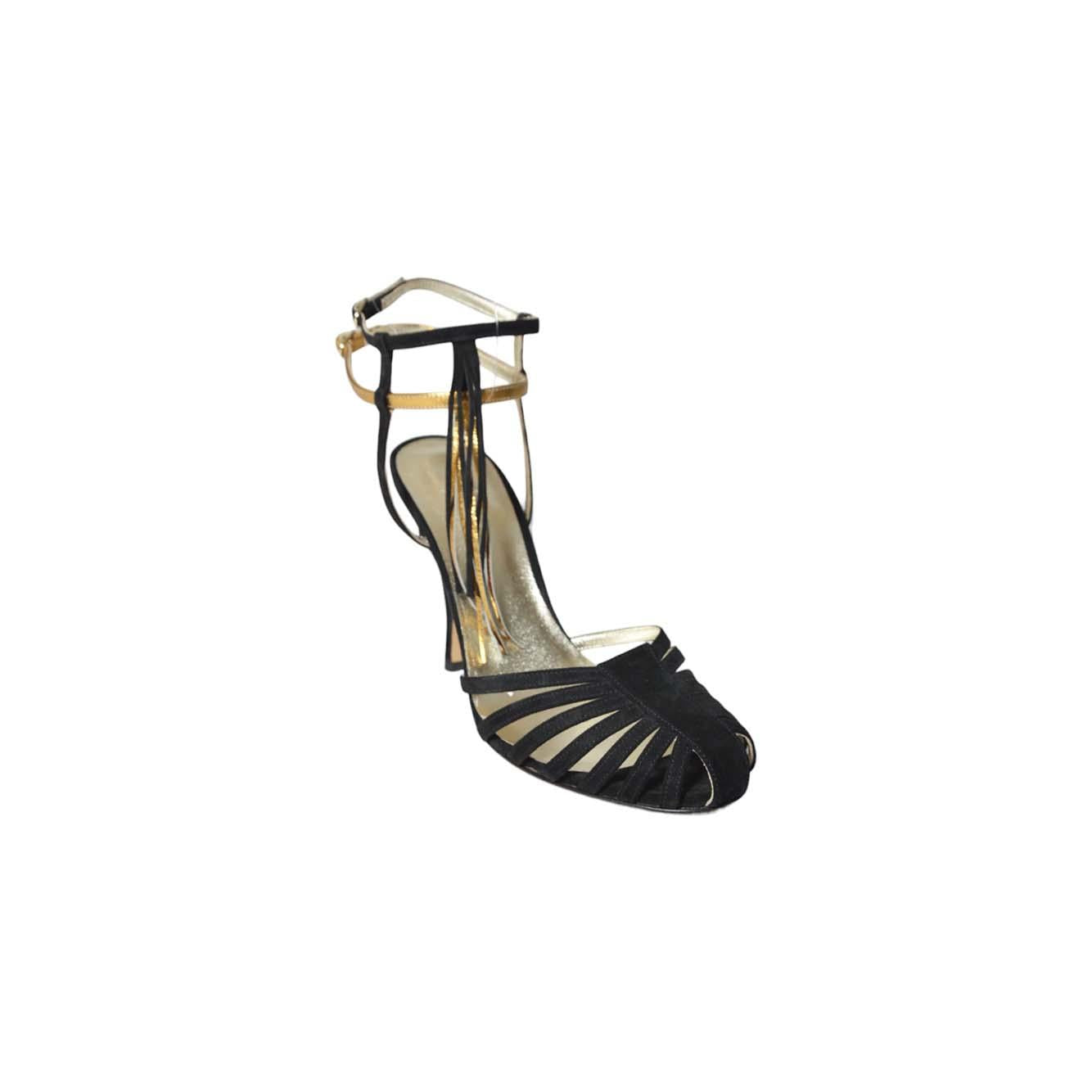 Sandali intrecciati Mina in pelle suede nero 10 Cabeceo 