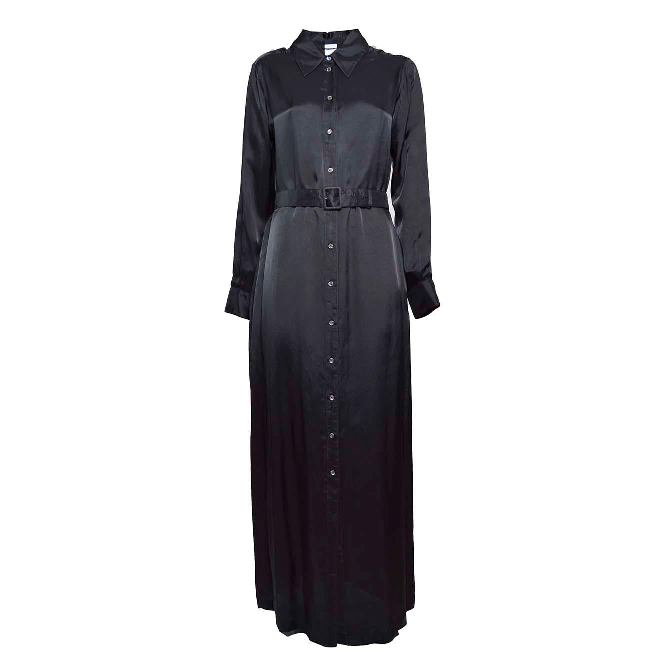 Abito chemisier in twill di viscosa nera Aspesi 