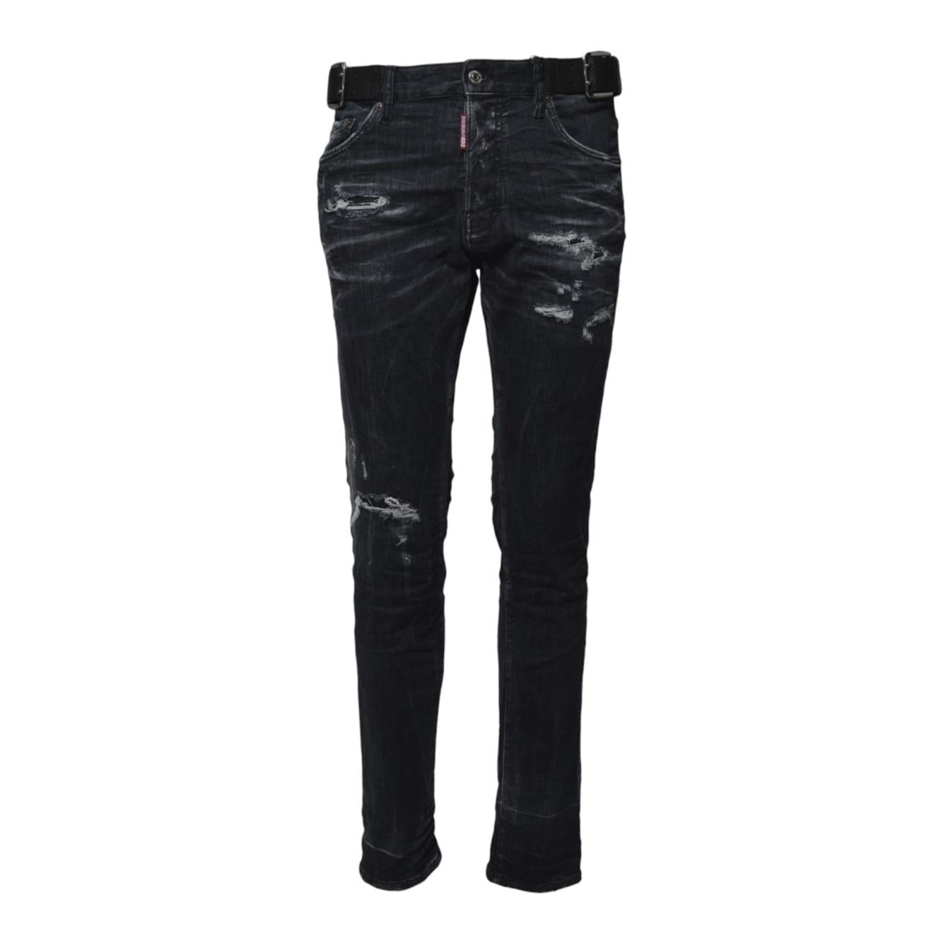 Jeans Cool Guy in denim nero con fibbie Dsquared2 