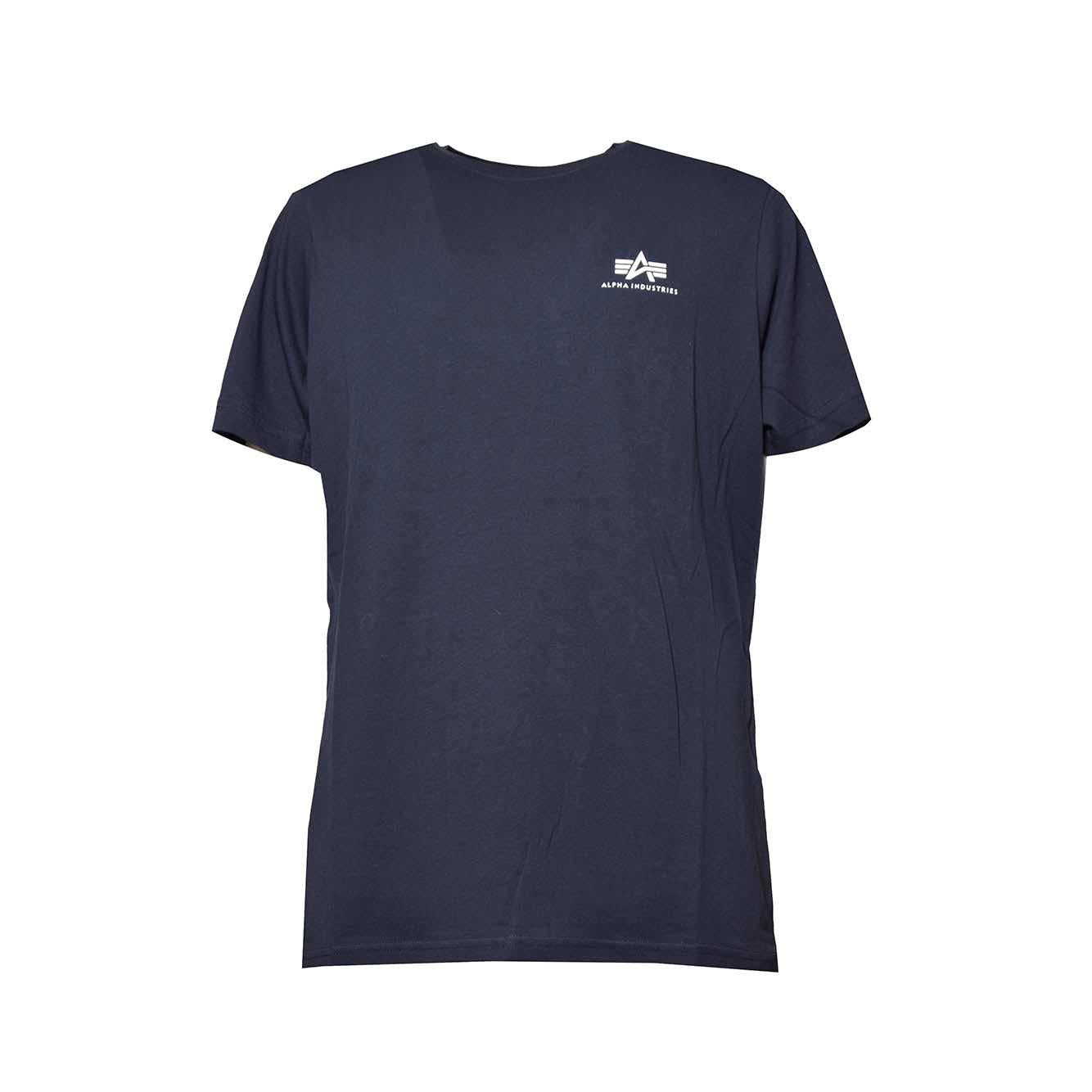 T-shirt Basic Small Logo in cotone blu Alpha Industries 