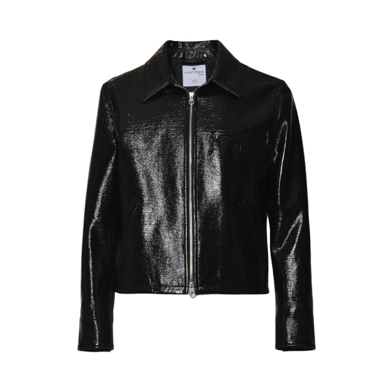 Giacca Officer in vinile nero Courrèges 