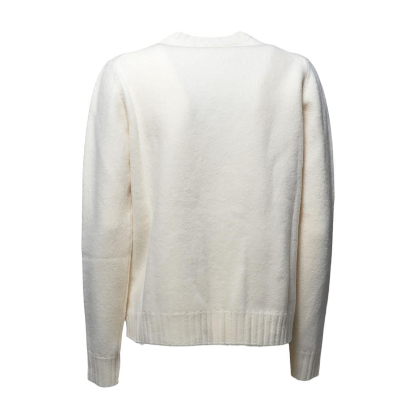 Pullover girocollo boxy in lana panna Jil Sander 