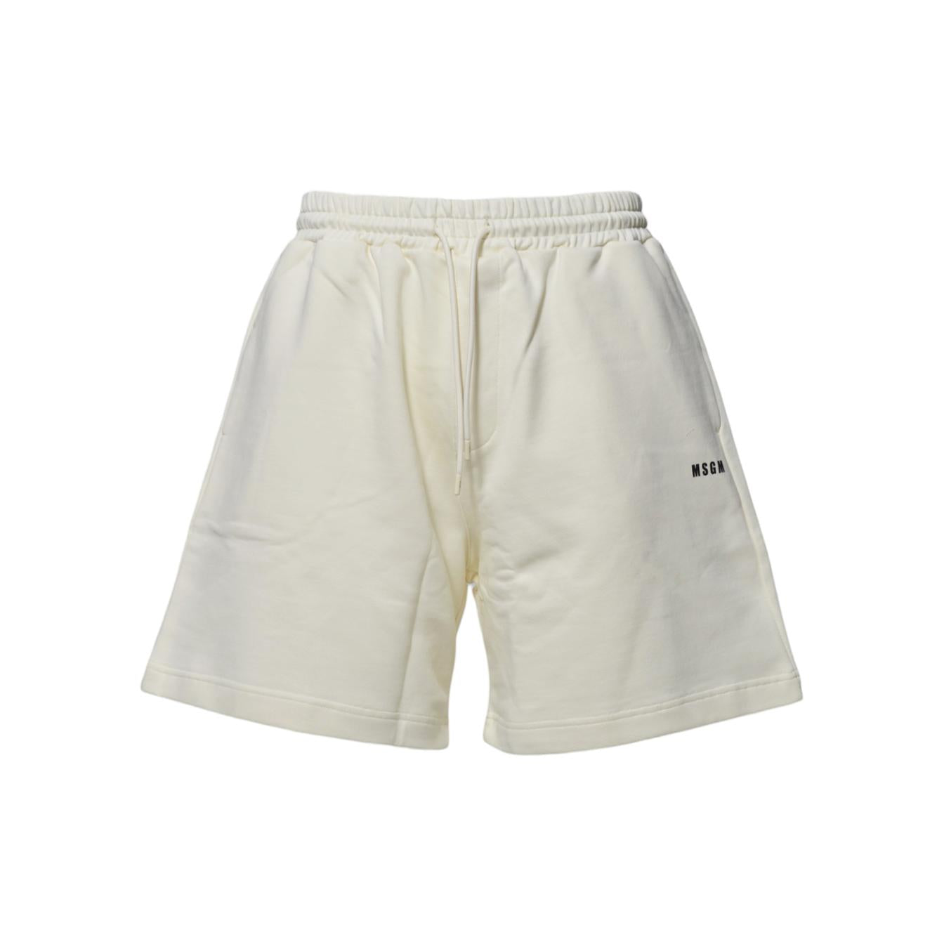 Bermuda sportivi in cotone panna con logo MSGM 