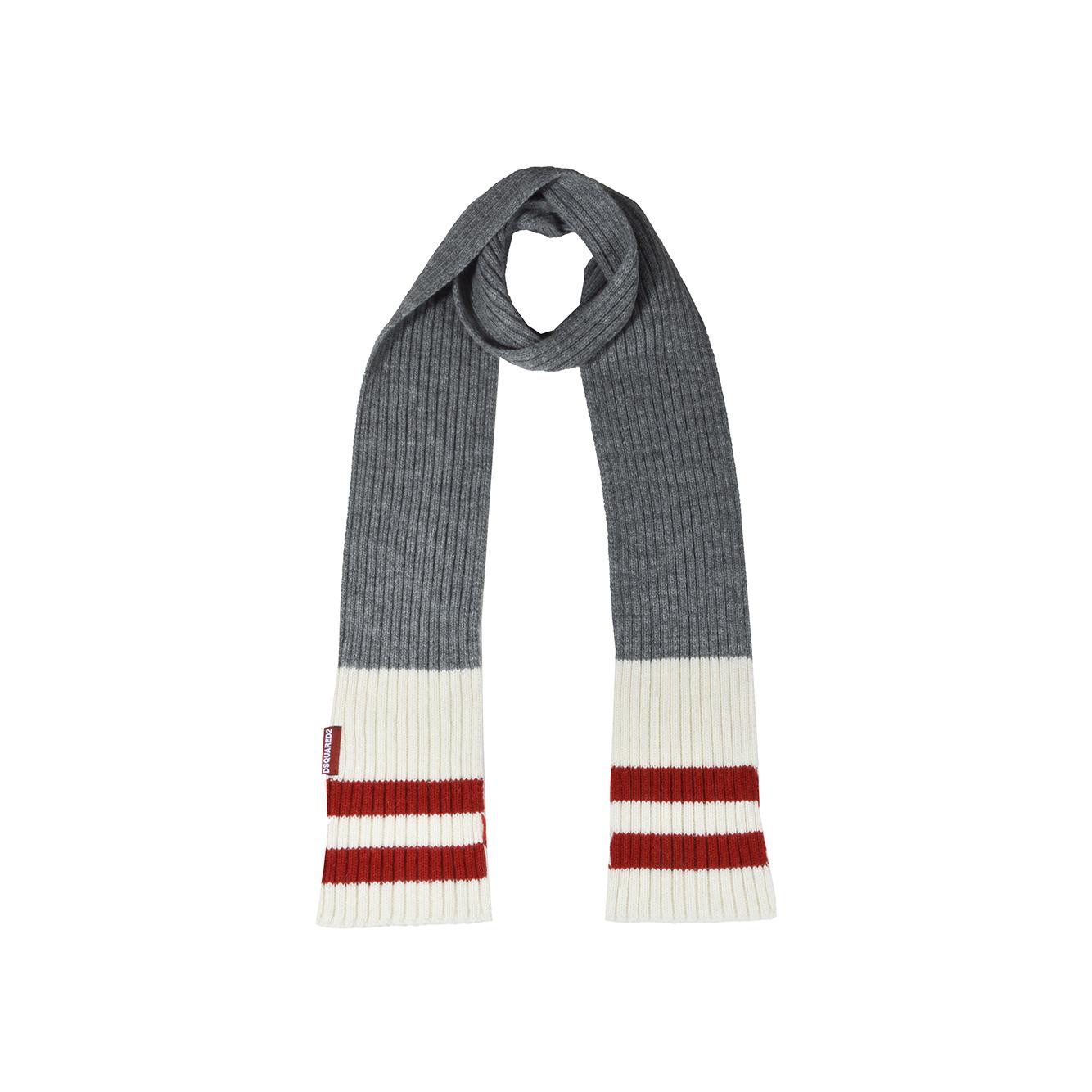 Sciarpa in misto alpaca e lana grigio con motivo a righe Dsquared2 