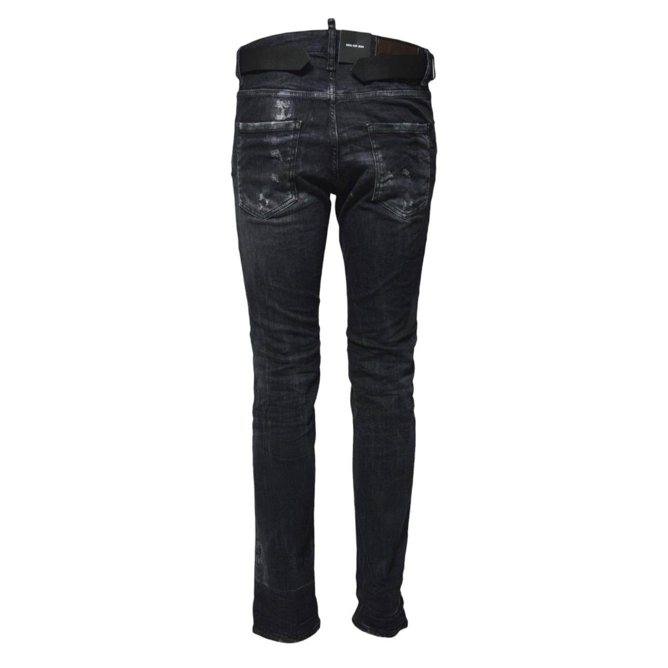 Jeans Cool Guy in denim nero con fibbie Dsquared2 