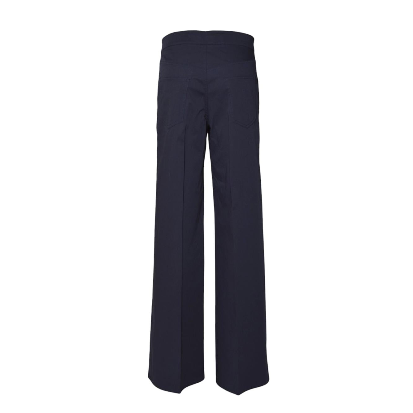 Pantalone dritto in cotone blu con bottoni Etro 
