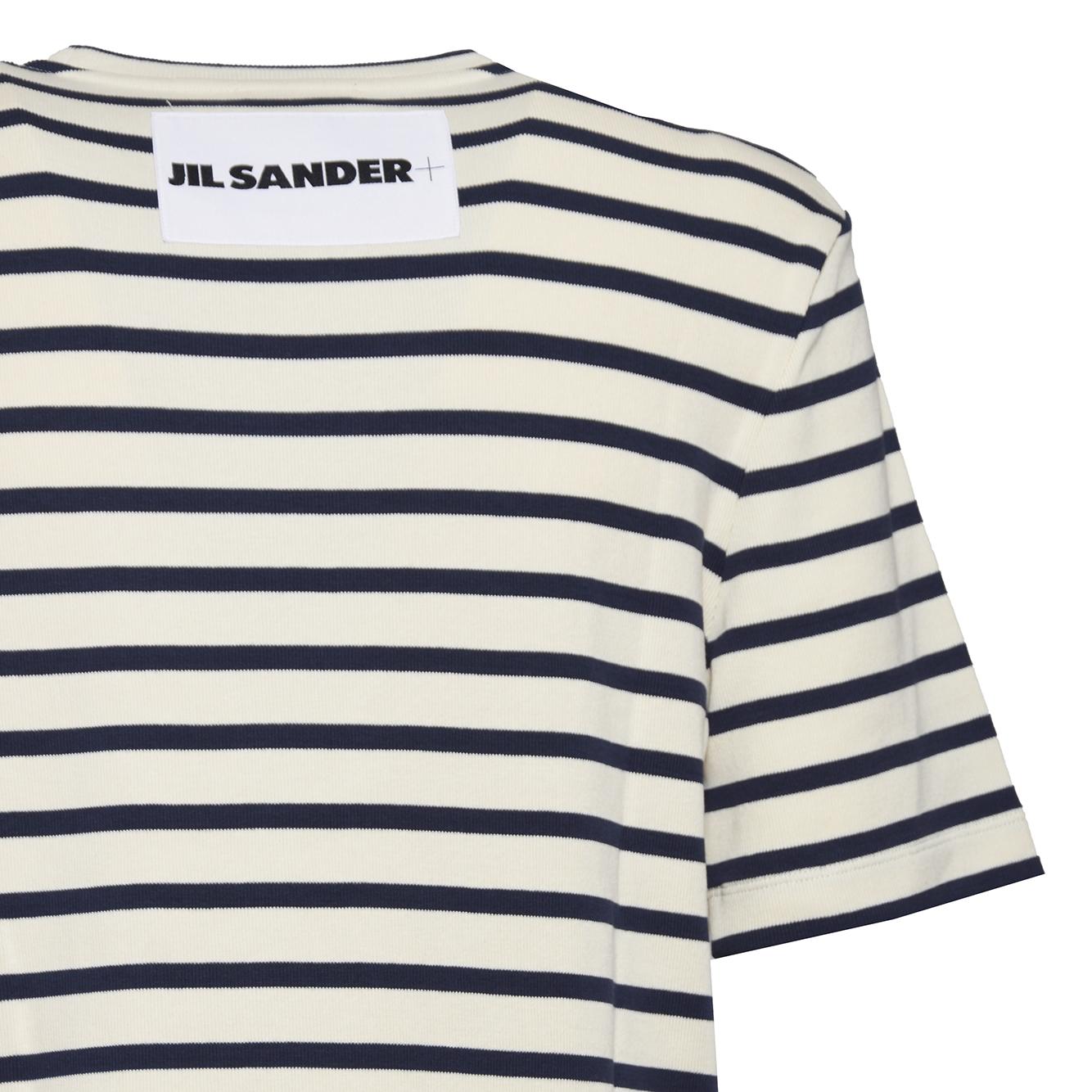 T-shirt maniche corte a righe bianco e nero Jil Sander+ 