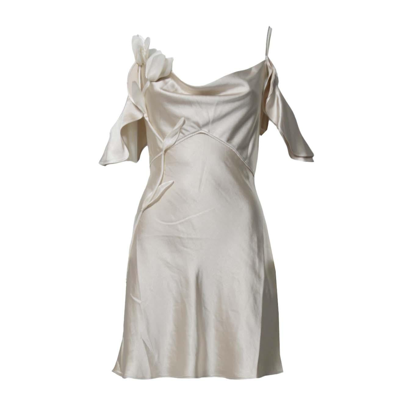 satin flower mini dress 