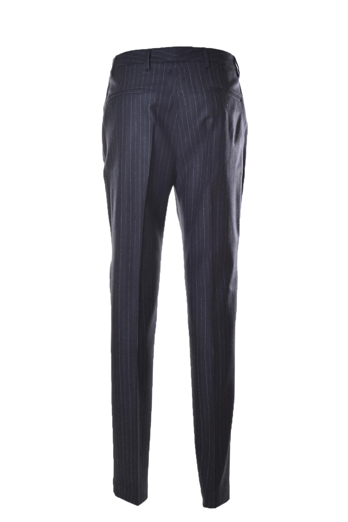Pantalone sartoriale in lana e cachemire gessato blu Tonello 